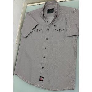 Dixxon Workforce Shirt Mens Large L Short Sleeve Button Up Railroad Stripes